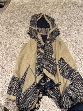 Knit Poncho with Hood